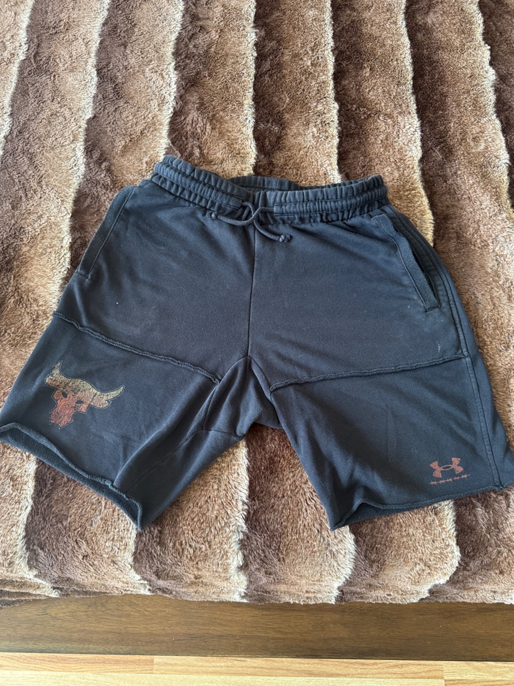 Under Armour Men’s Black Athletic Shorts with Bull Graphic